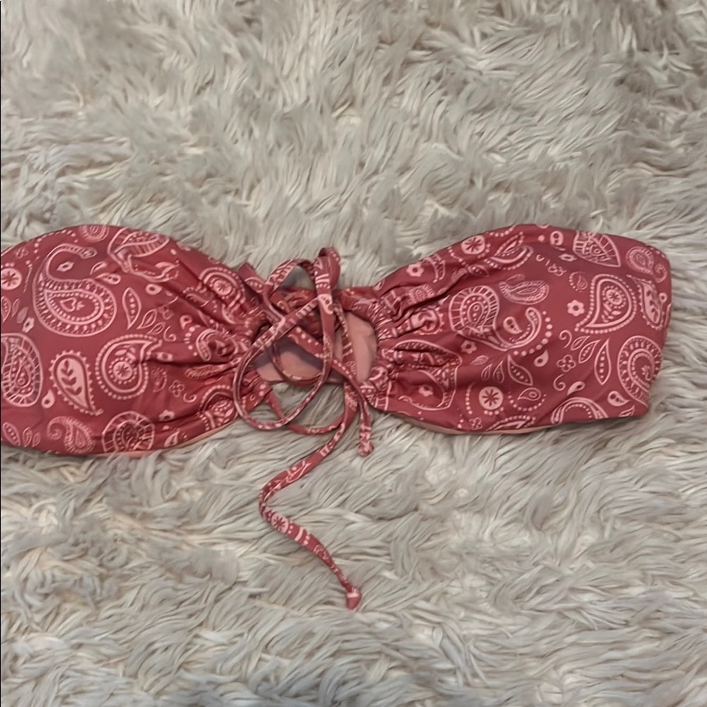 Pink Paisley Bandeau Bikini Top